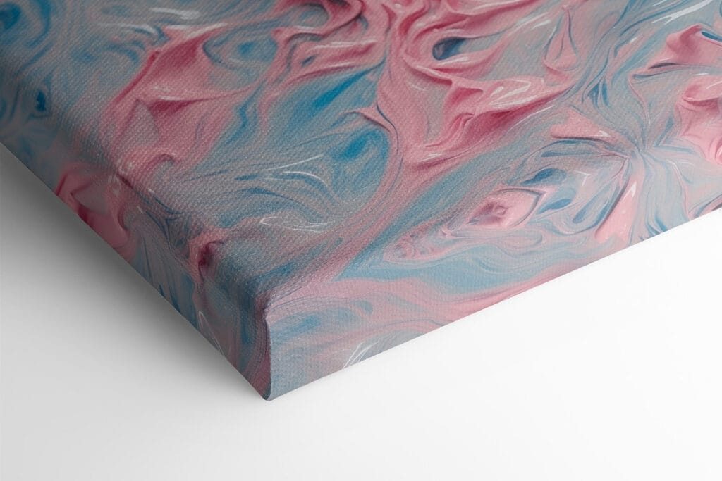 Group of pink roses on a blue and white surface Group of pink roses on a blue and white surface