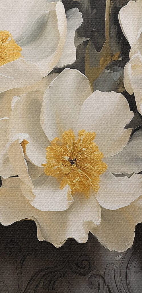 Painting of white flowers in a vase Painting of white flowers in a vase