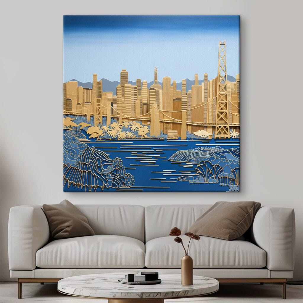 City skyline with vibrant colors City skyline with vibrant colors