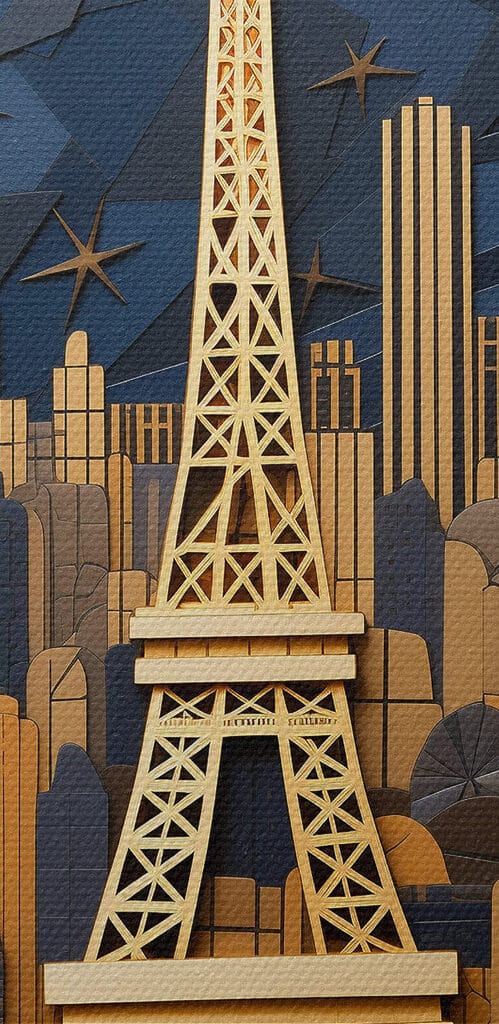 Eiffel Tower amidst a cityscape Eiffel Tower amidst a cityscape