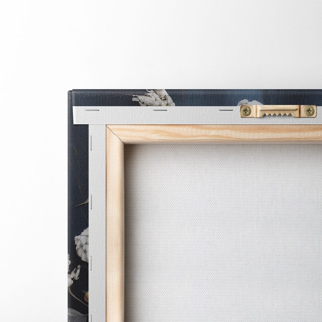 White flowers and leaves on a blue background White flowers and leaves on a blue background