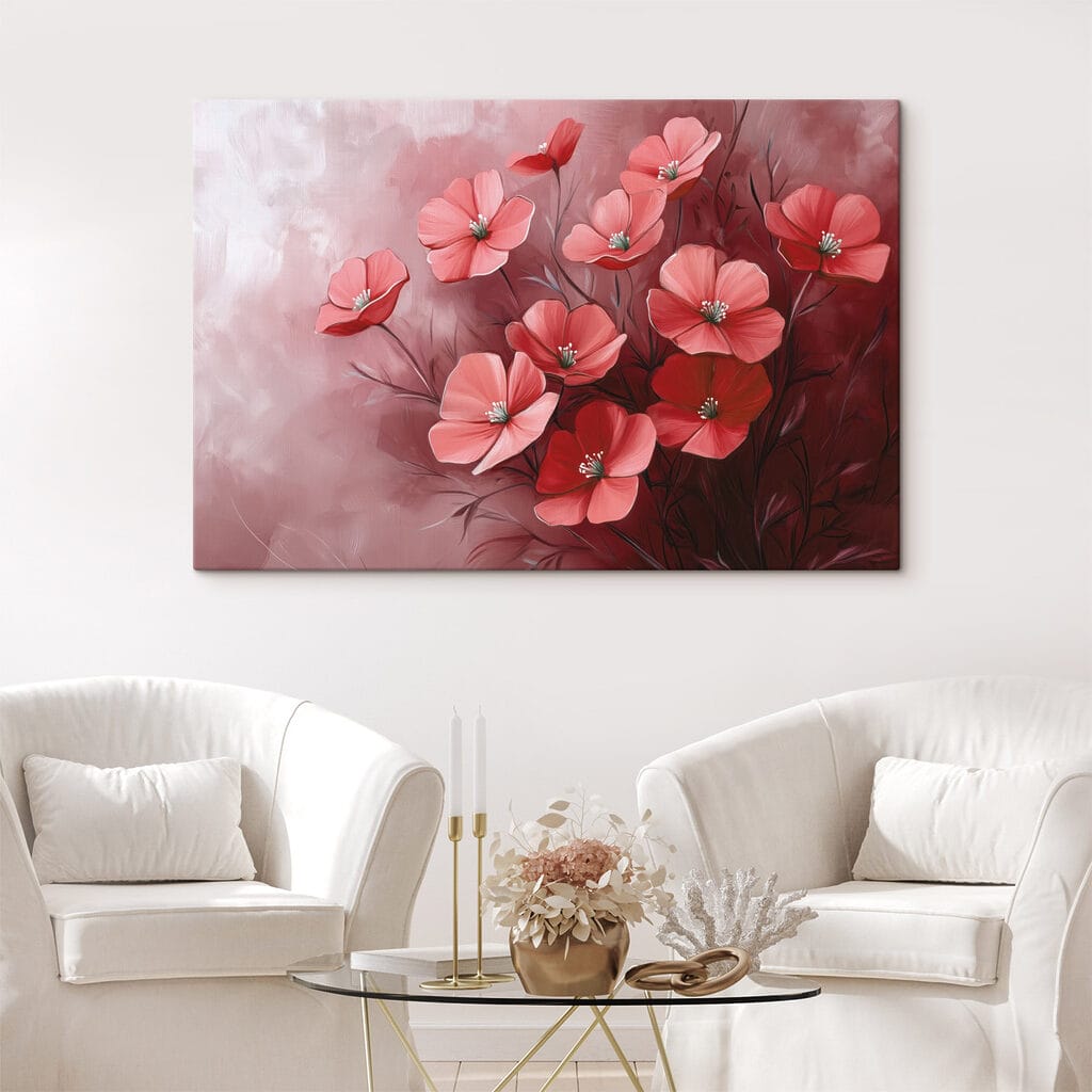 Painting of flowers on a pink background Painting of flowers on a pink background