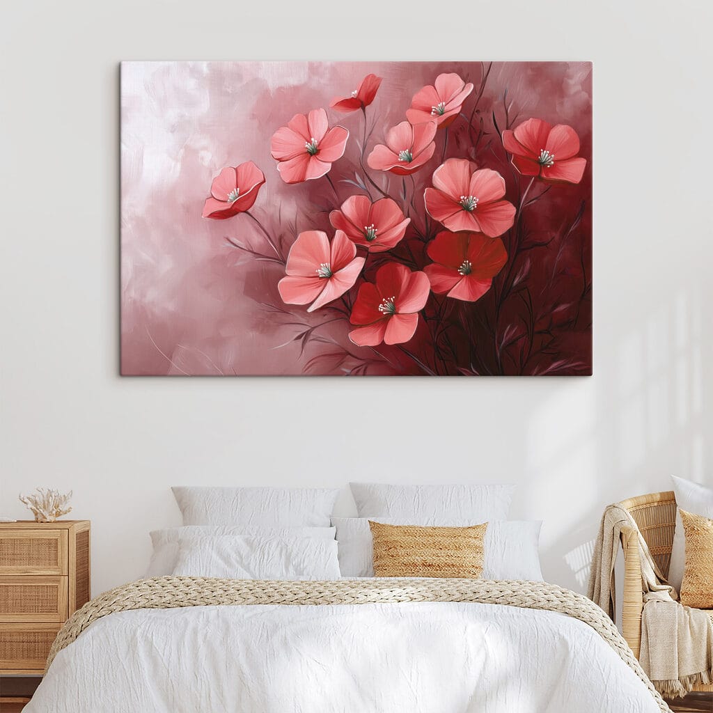 Painting of flowers on a pink background Painting of flowers on a pink background