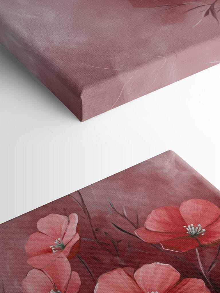 Painting of flowers on a pink background Painting of flowers on a pink background