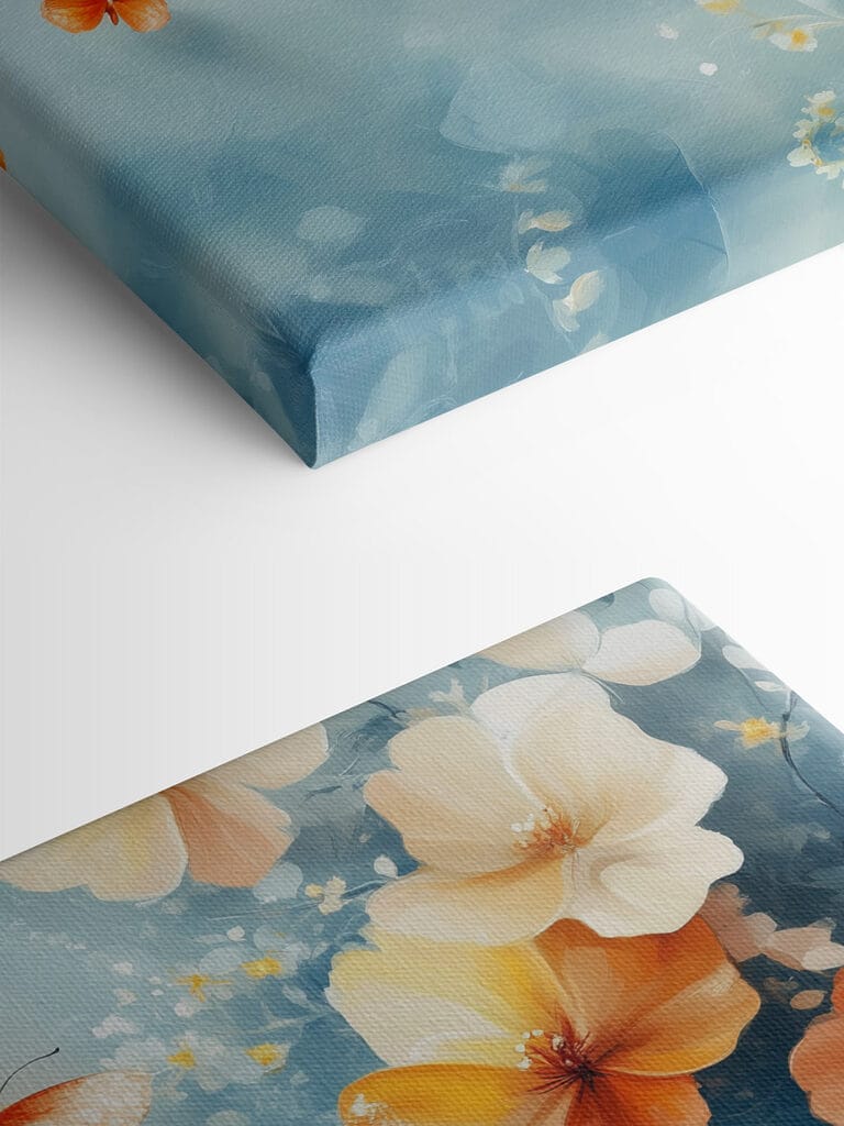 Butterflies and flowers on a blue background Butterflies and flowers on a blue background