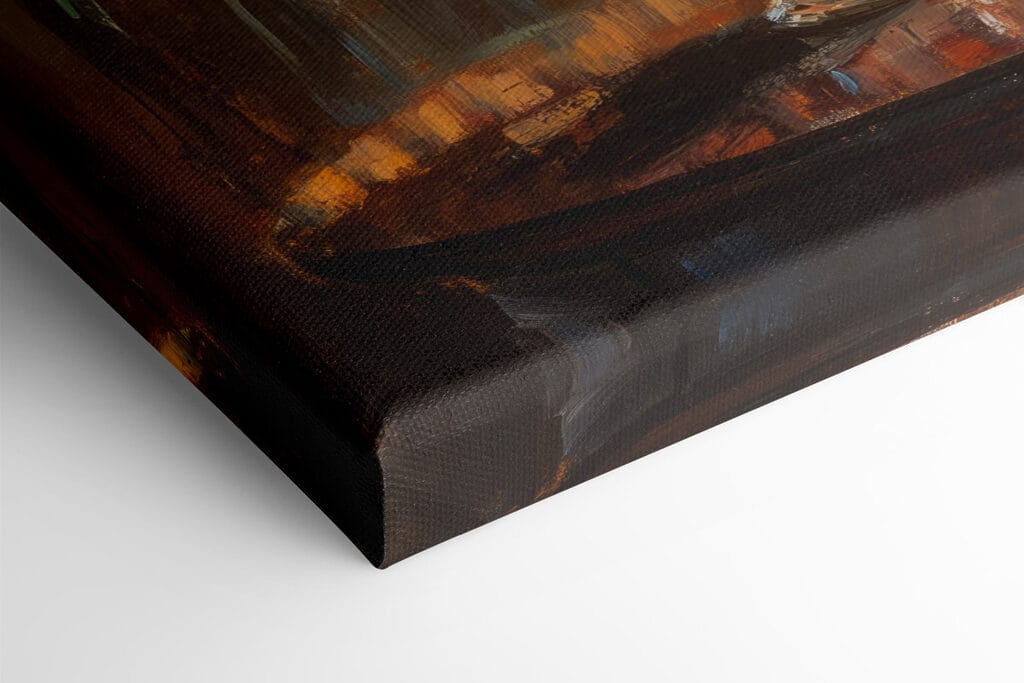 Painting of orange flowers in a glass vase Painting of orange flowers in a glass vase