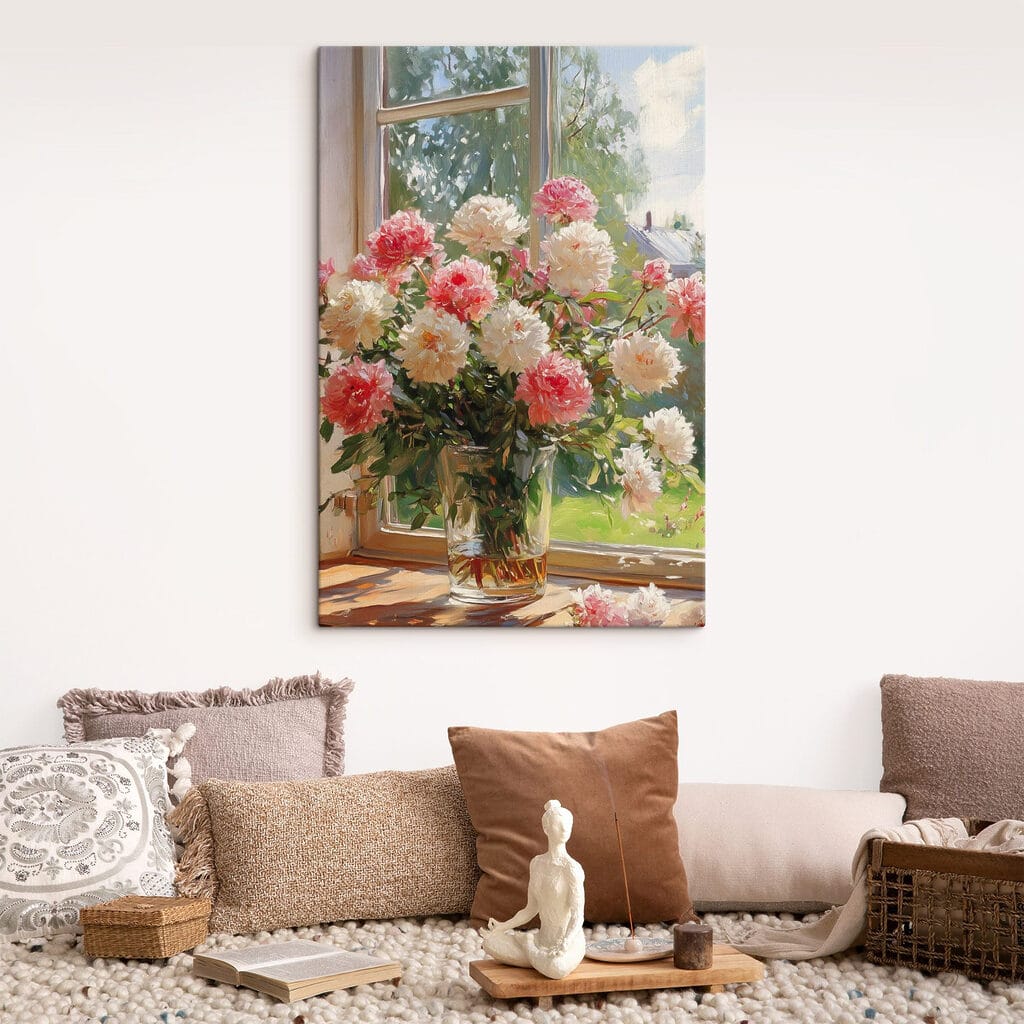 Vase of flowers in front of a window Vase of flowers in front of a window