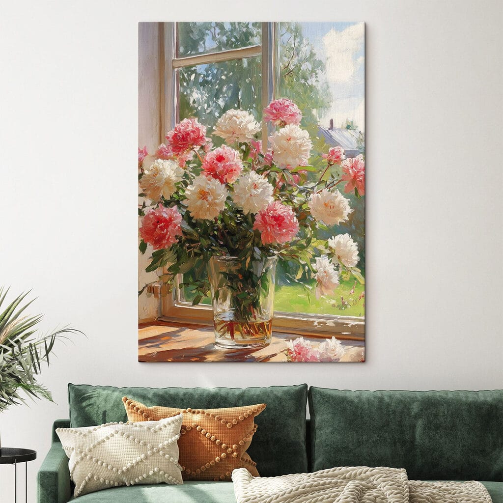 Vase of flowers in front of a window Vase of flowers in front of a window