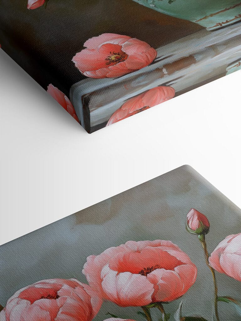 Painting of pink flowers in a vase Painting of pink flowers in a vase