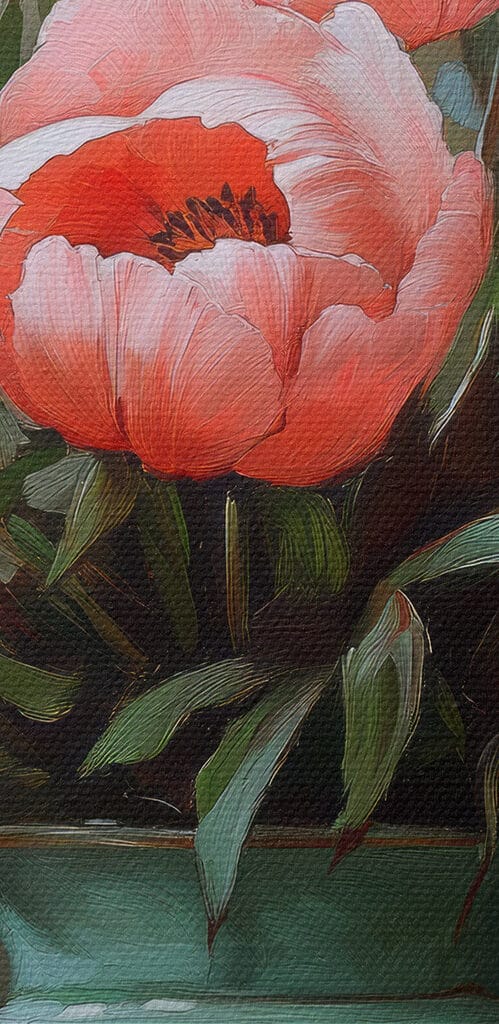 Painting of pink flowers in a vase Painting of pink flowers in a vase