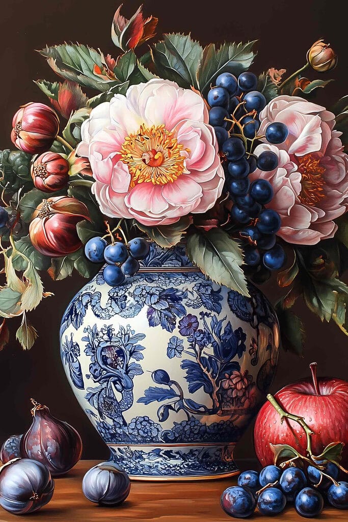 Painting of flowers in a vase