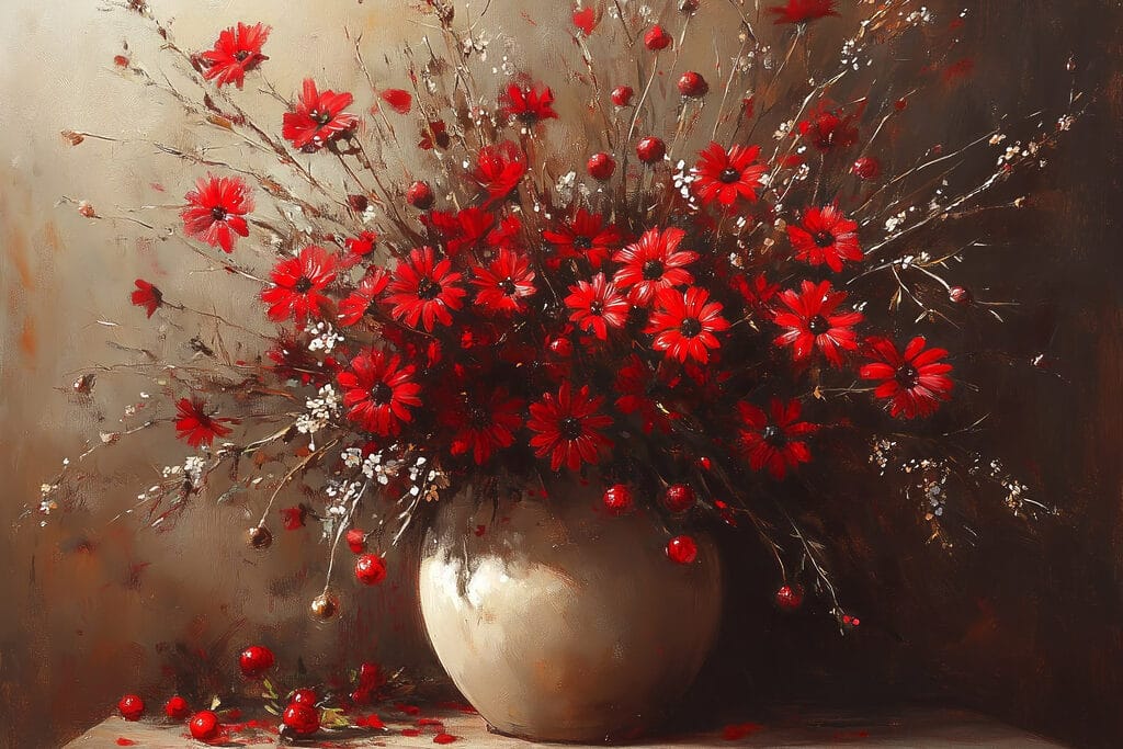 Vase with red flowers