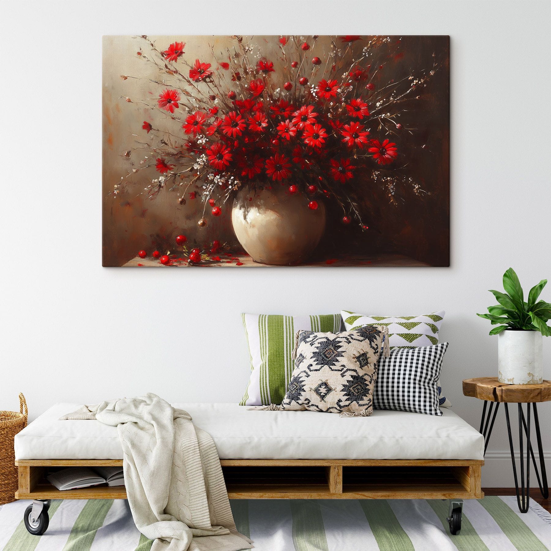 Vase with red flowers