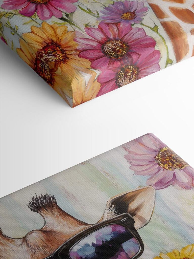 Giraffe wearing sunglasses and flowers Giraffe wearing sunglasses and flowers