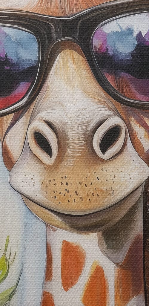 Giraffe wearing sunglasses and flowers Giraffe wearing sunglasses and flowers