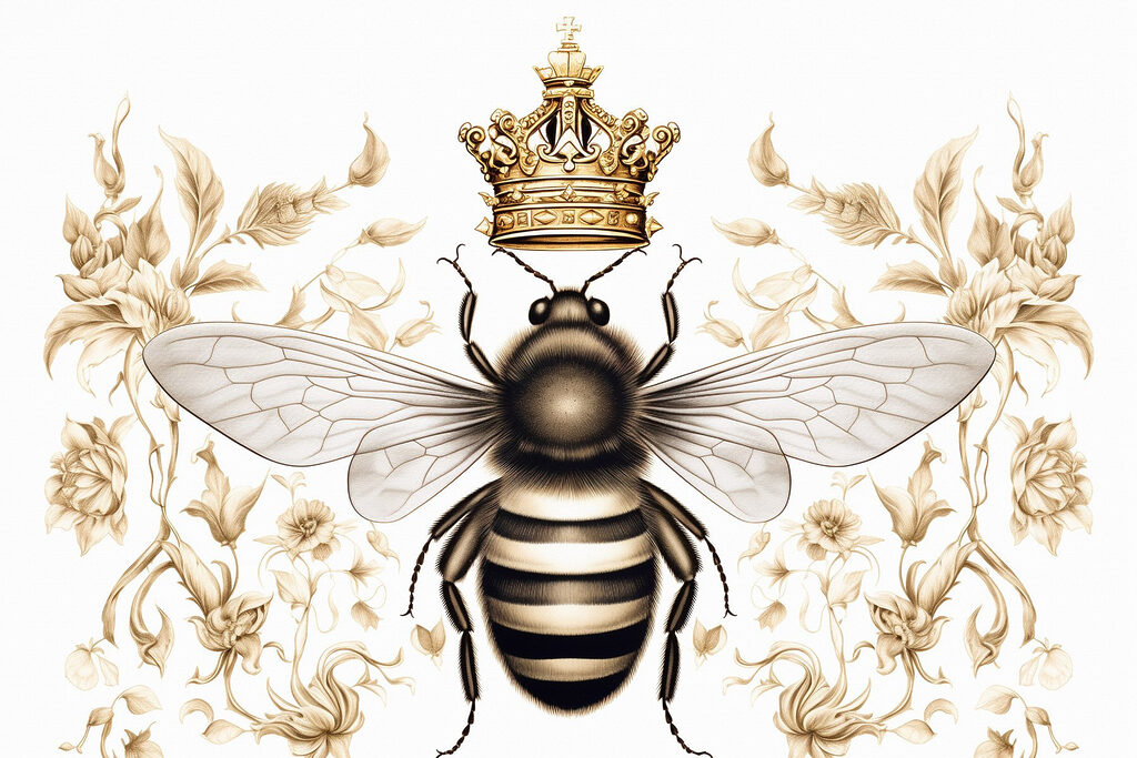 Bee with a crown on its head Bee with a crown on its head