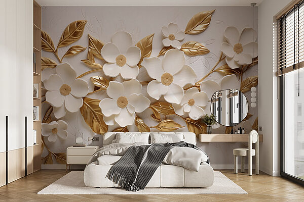 Elegantný kvetinový dekor v jemných farbách Fototapety Elegantný kvetinový dekor v jemných farbách