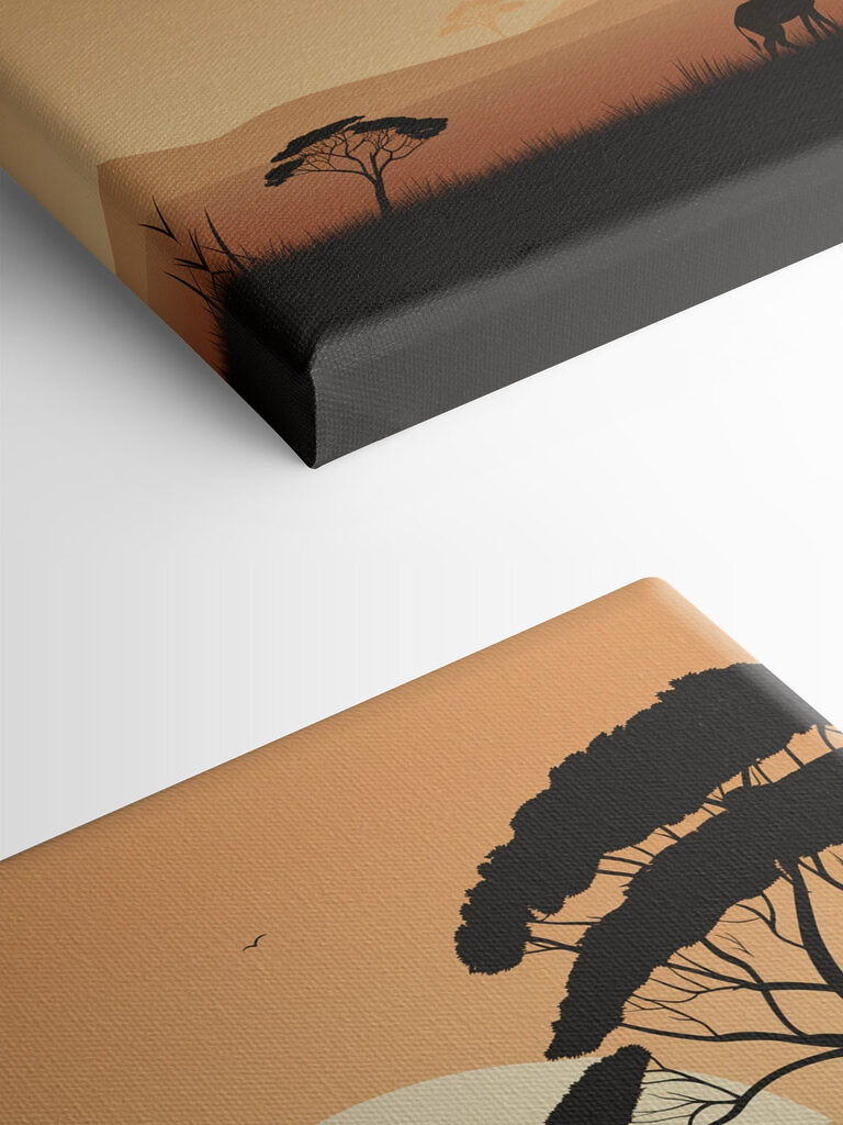 Giraffes walking in a grassy field with trees and a sunset Giraffes walking in a grassy field with trees and a sunset