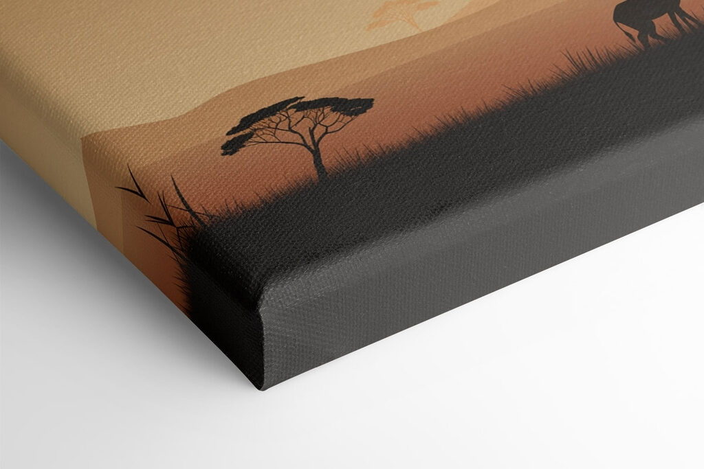 Giraffes walking in a grassy field with trees and a sunset Giraffes walking in a grassy field with trees and a sunset