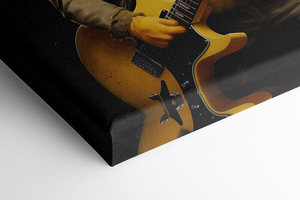 Person in a chicken garment playing a guitar Person in a chicken garment playing a guitar