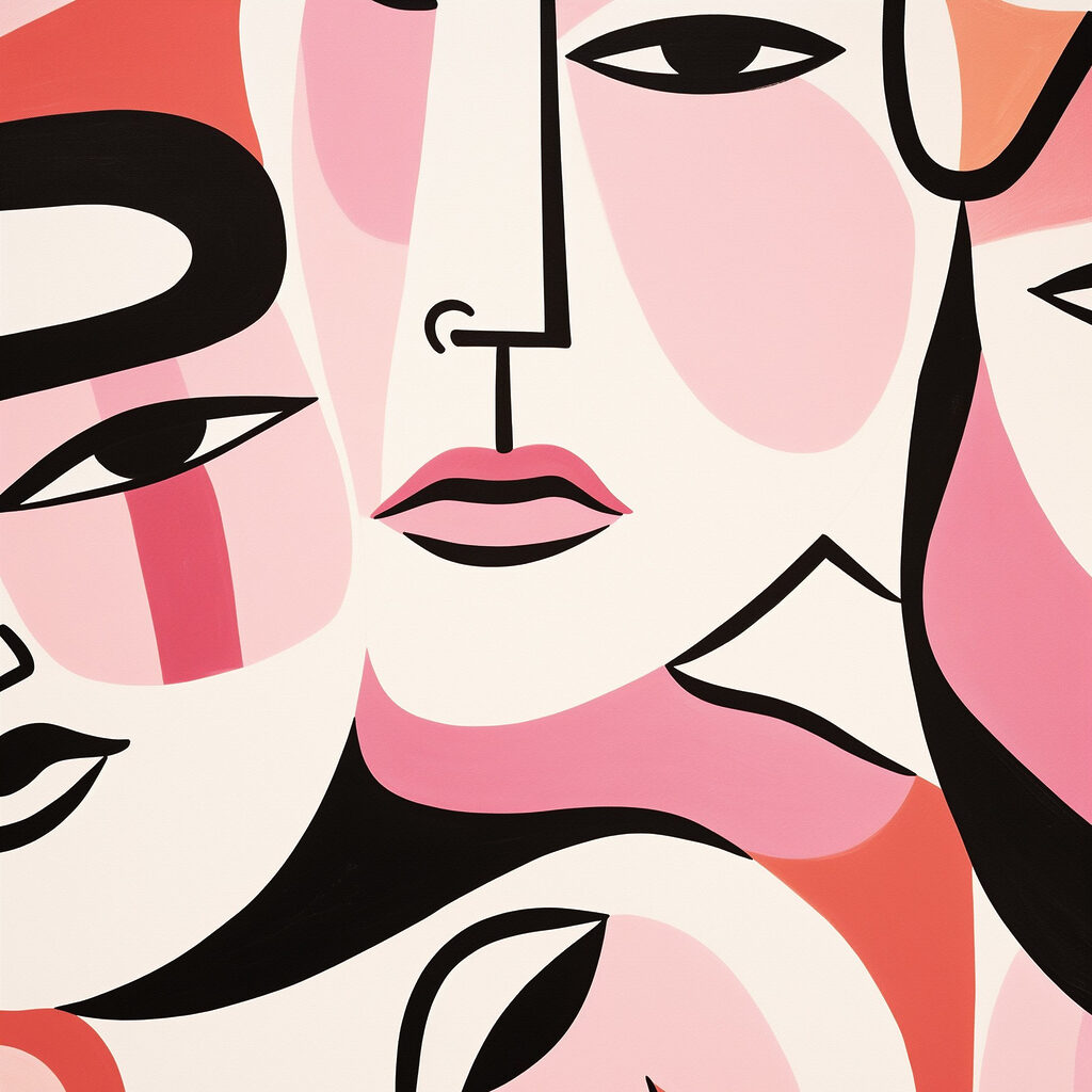 Group of faces painted on a white surface Group of faces painted on a white surface