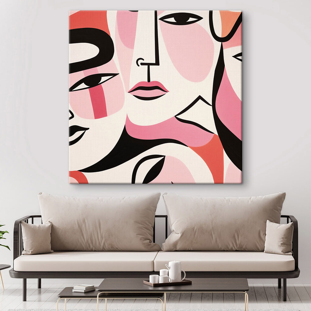 Group of faces painted on a white surface Group of faces painted on a white surface