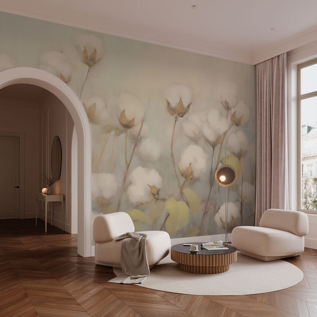 Painting of cotton flowers