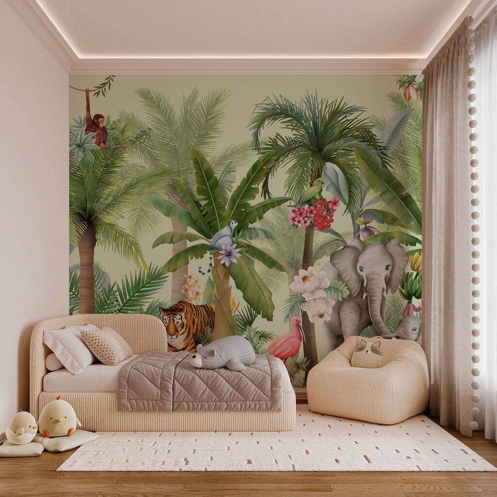 Wallpaper with animals and birds Wallpaper with animals and birds