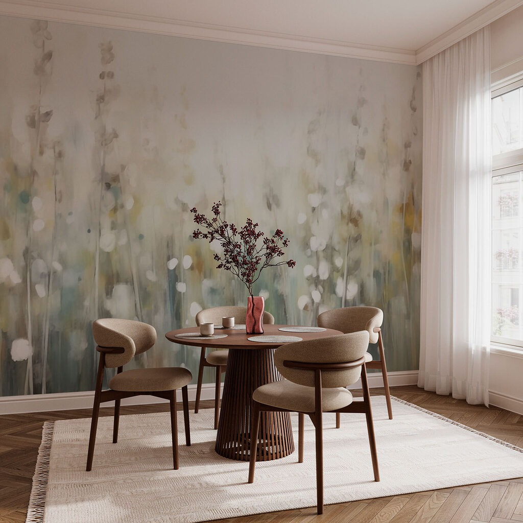 Painting of flowers in a field