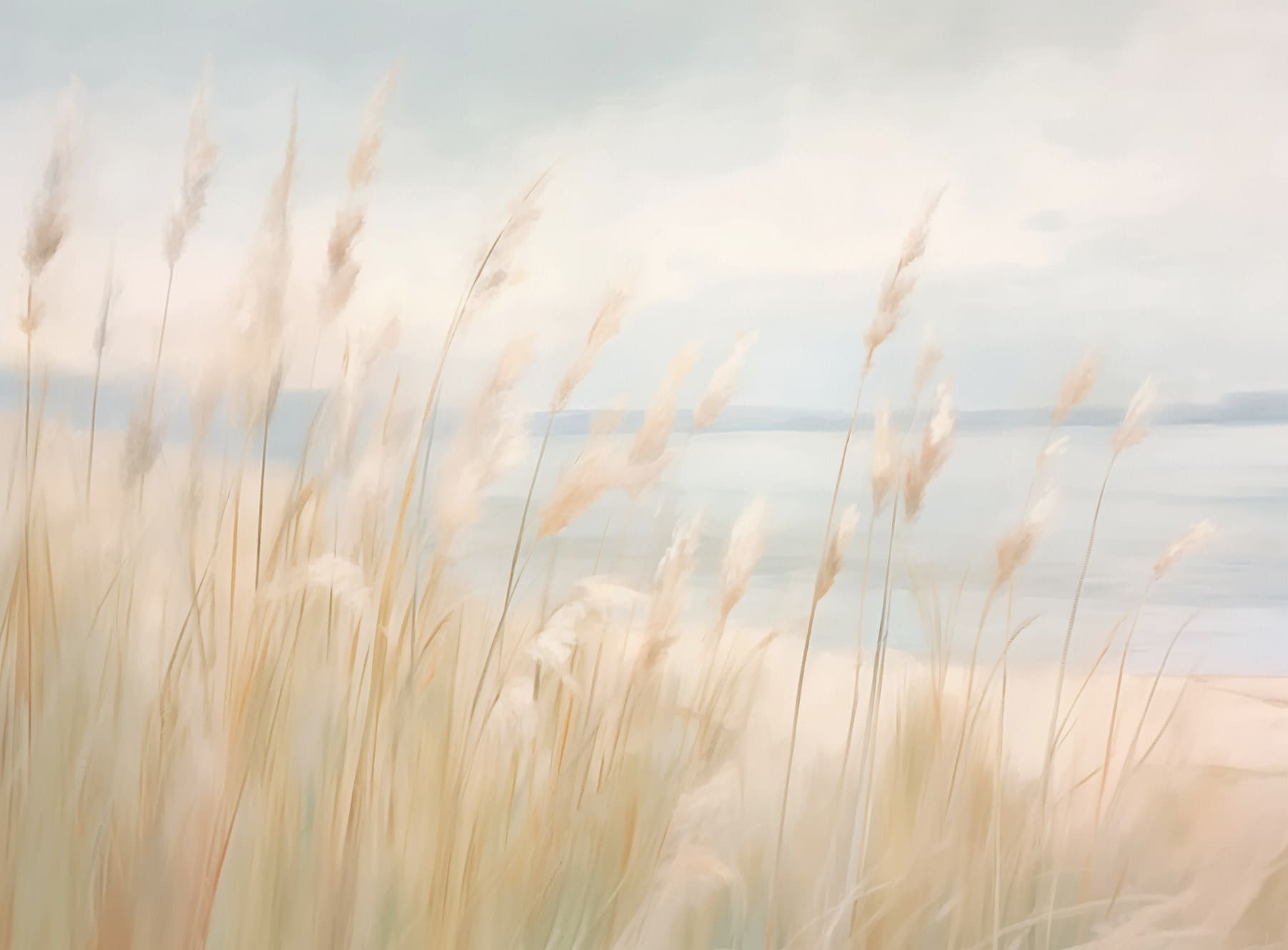 Tall grass with a body of water in the background Tall grass with a body of water in the background