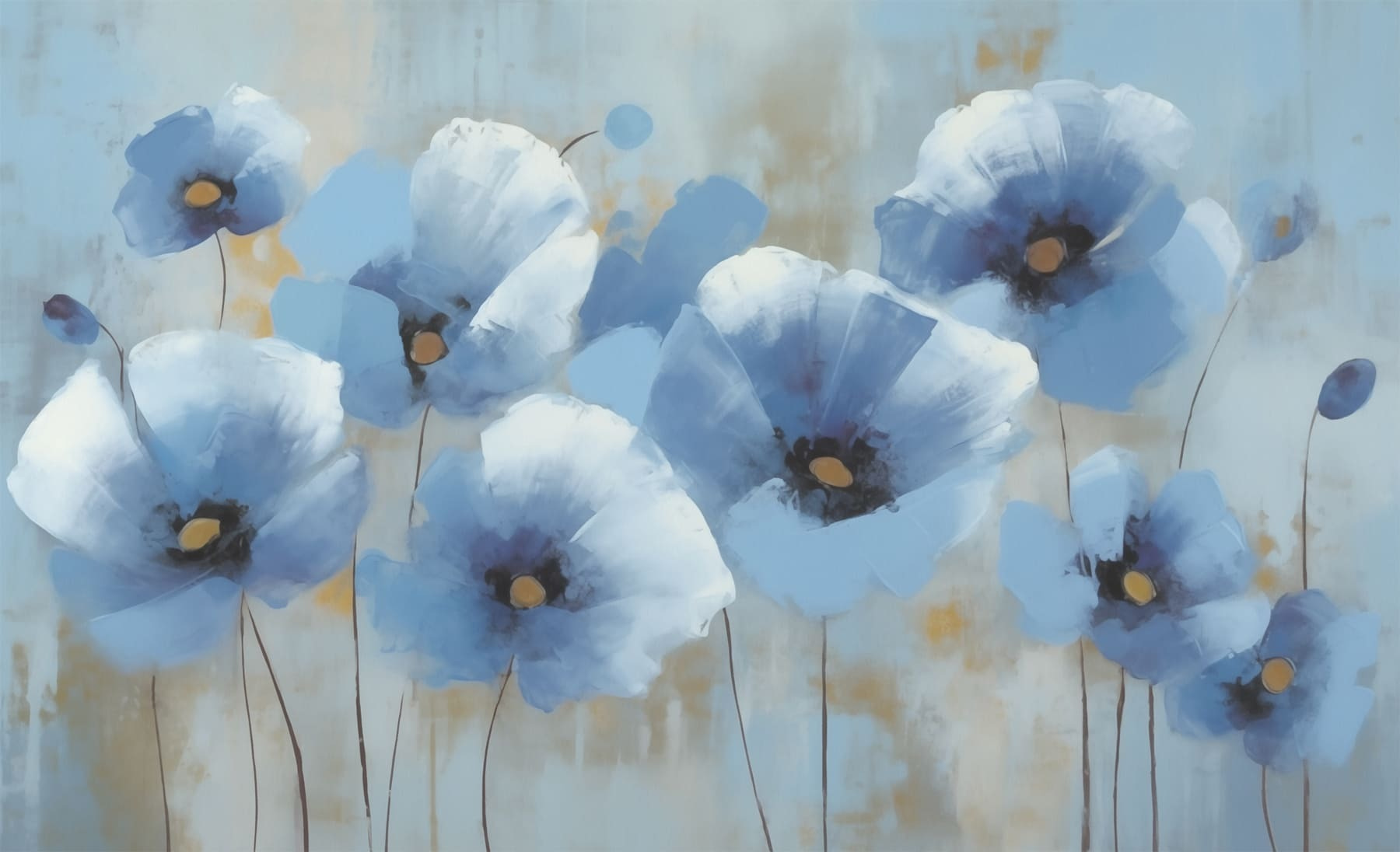 Painting of blue flowers