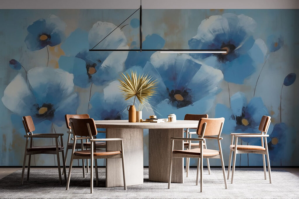 Painting of blue flowers