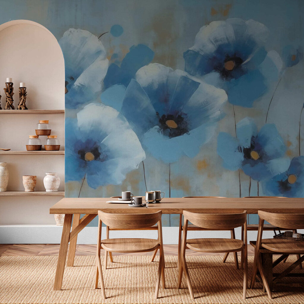 Painting of blue flowers