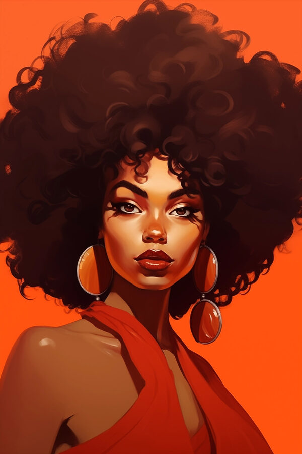 Žena s veľkými afro vlasmi a náušnicami Žena s veľkými afro vlasmi a náušnicami
