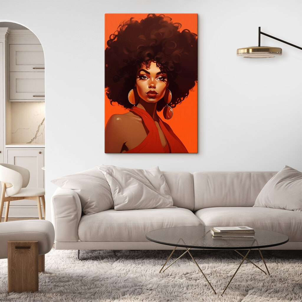 Woman with big afro hair and earrings