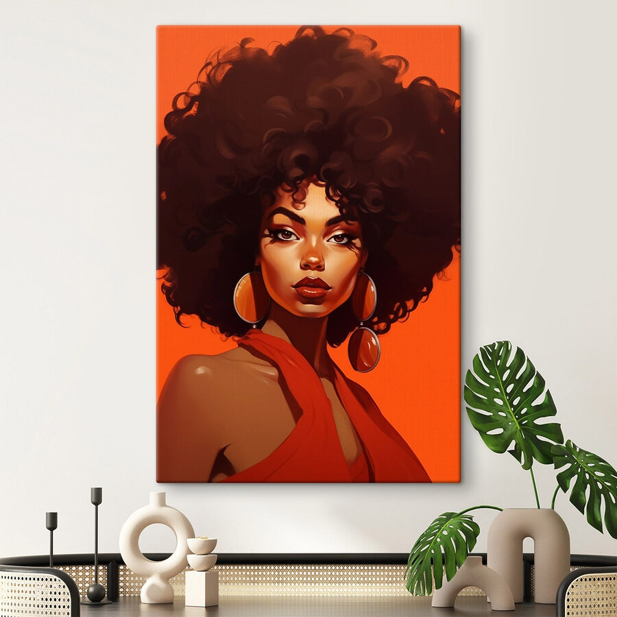 Obraz Žena s veľkými afro vlasmi a náušnicami - Image 2