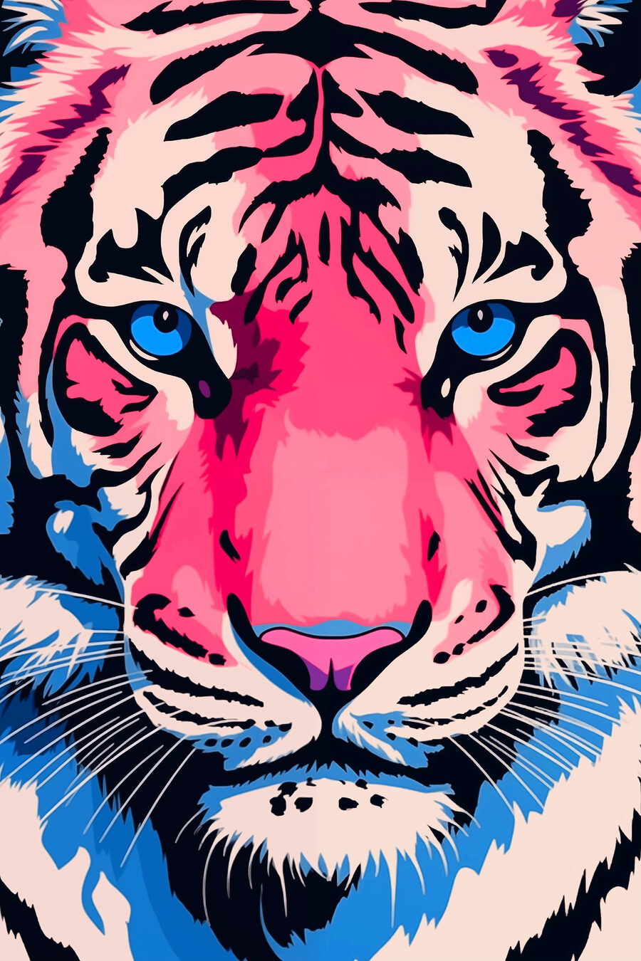 Odvážny tiger s výraznými modrými očami