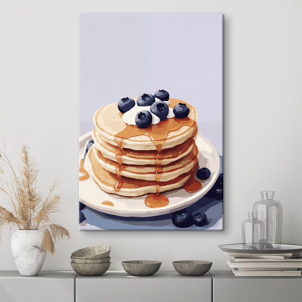 Stack of pancakes with blueberries and syrup on top Stack of pancakes with blueberries and syrup on top
