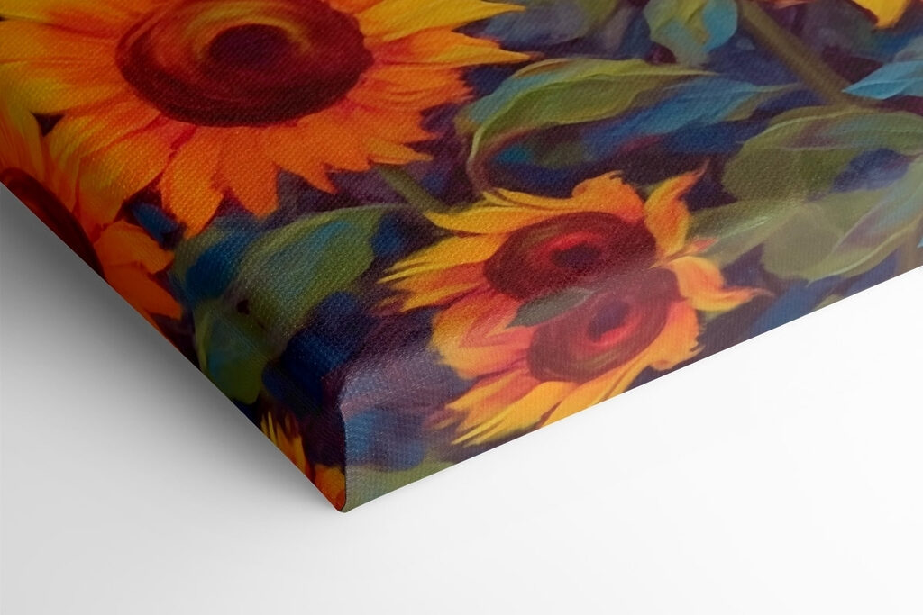Painting of sunflowers in a field