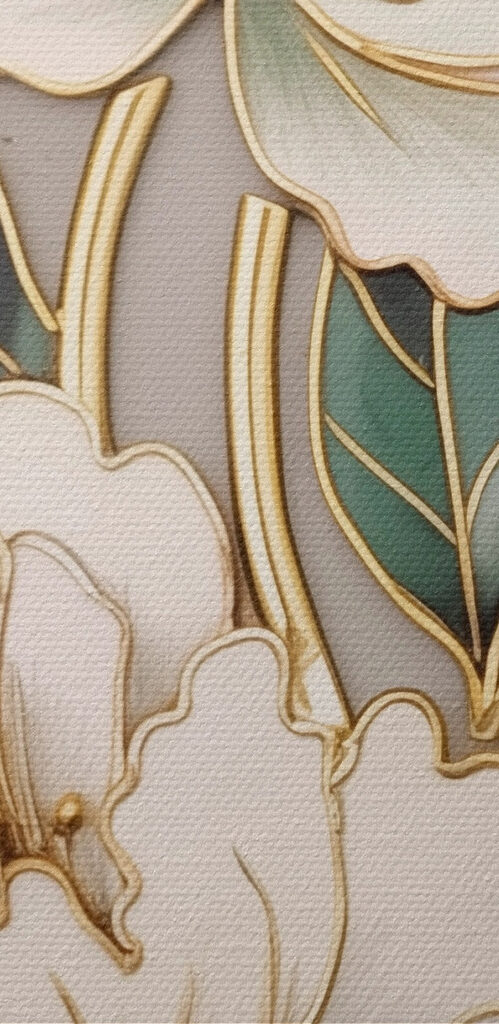 Elegant blooms framed by lush leaves Elegant blooms framed by lush leaves