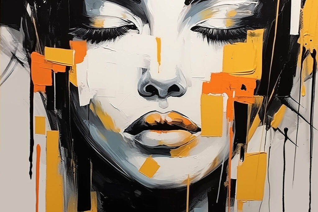 Painting of a woman's face Painting of a woman's face