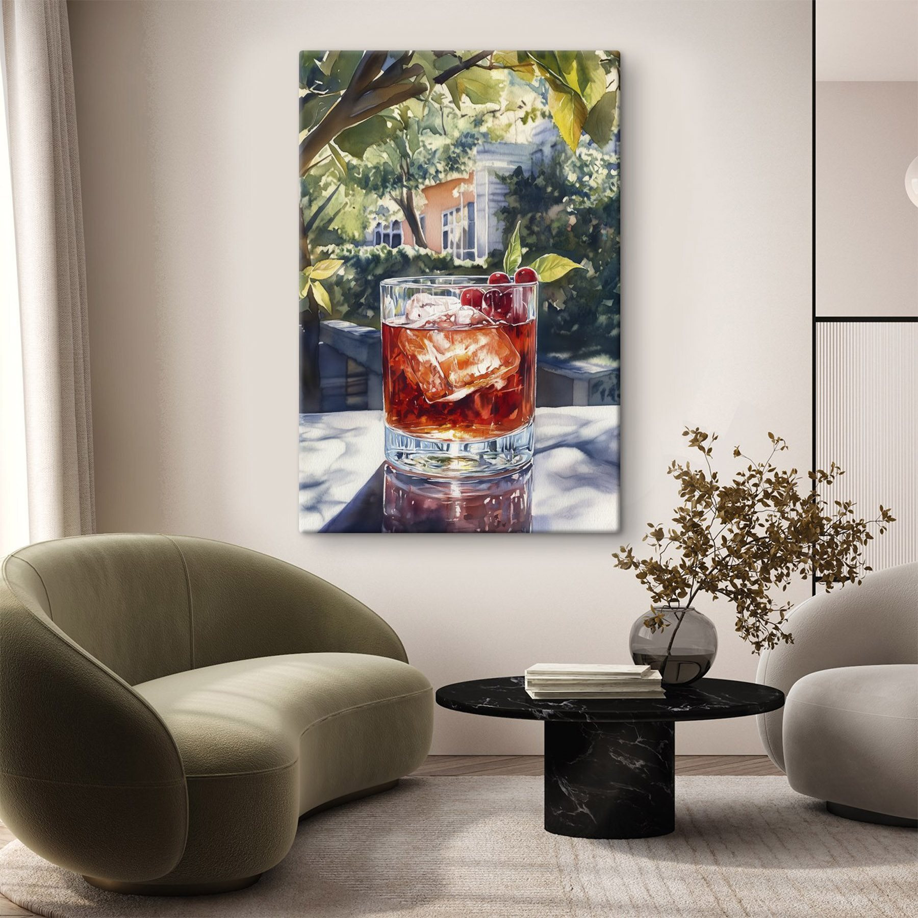 Glass of ice and cherries Glass of ice and cherries