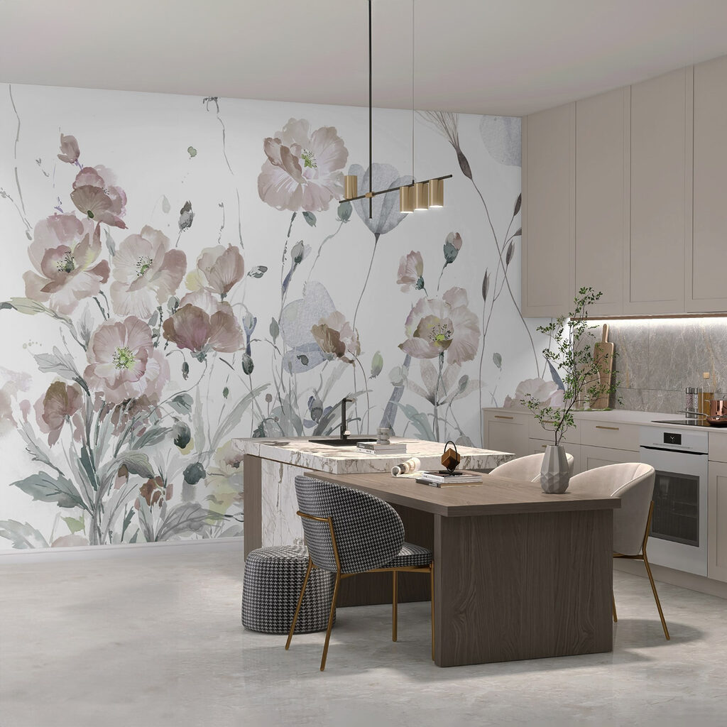 Painting of flowers and leaves