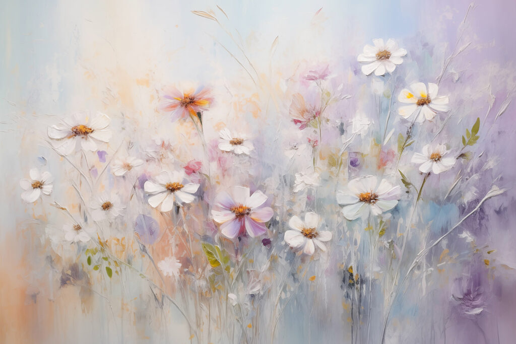 Painting of flowers in a field Painting of flowers in a field