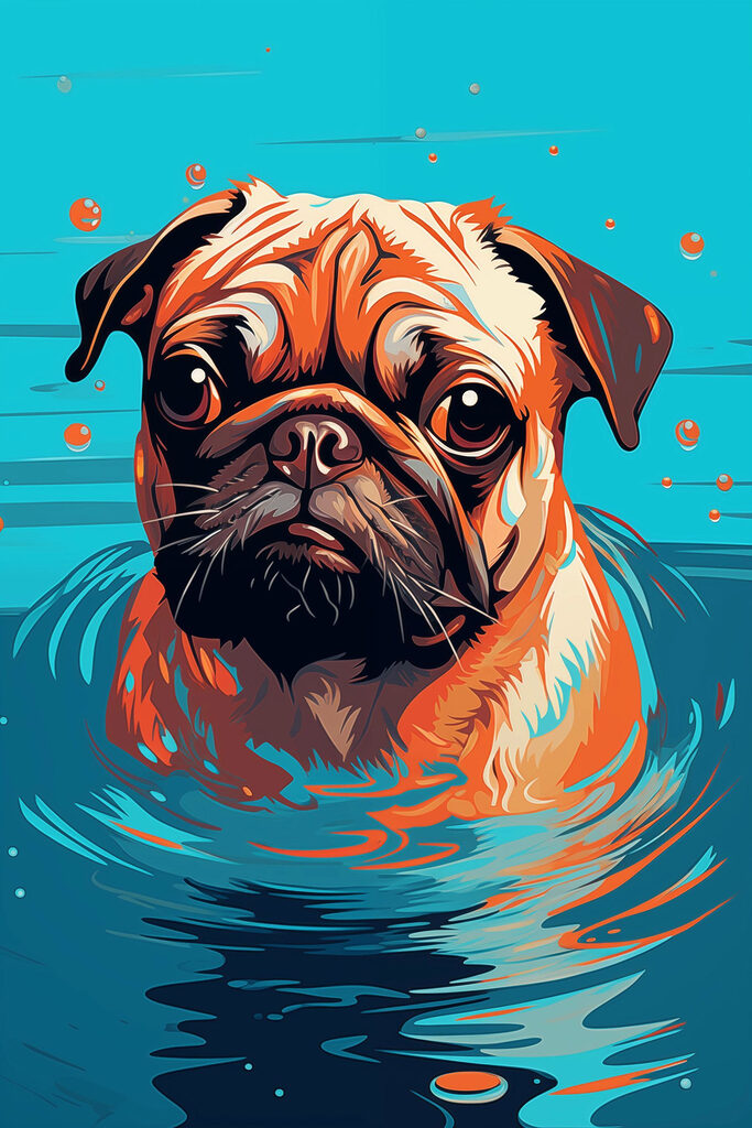 Dog in water with bubbles Dog in water with bubbles