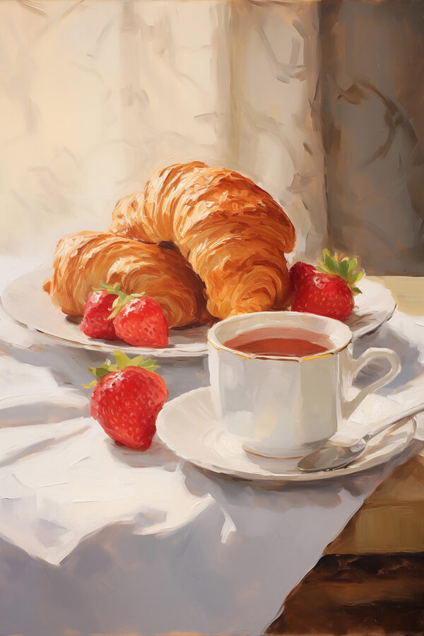 Croissant a jahody na tanieri Croissant a jahody na tanieri