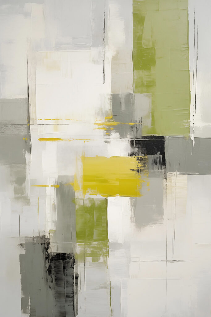 Painting of a grey and yellow art Painting of a grey and yellow art