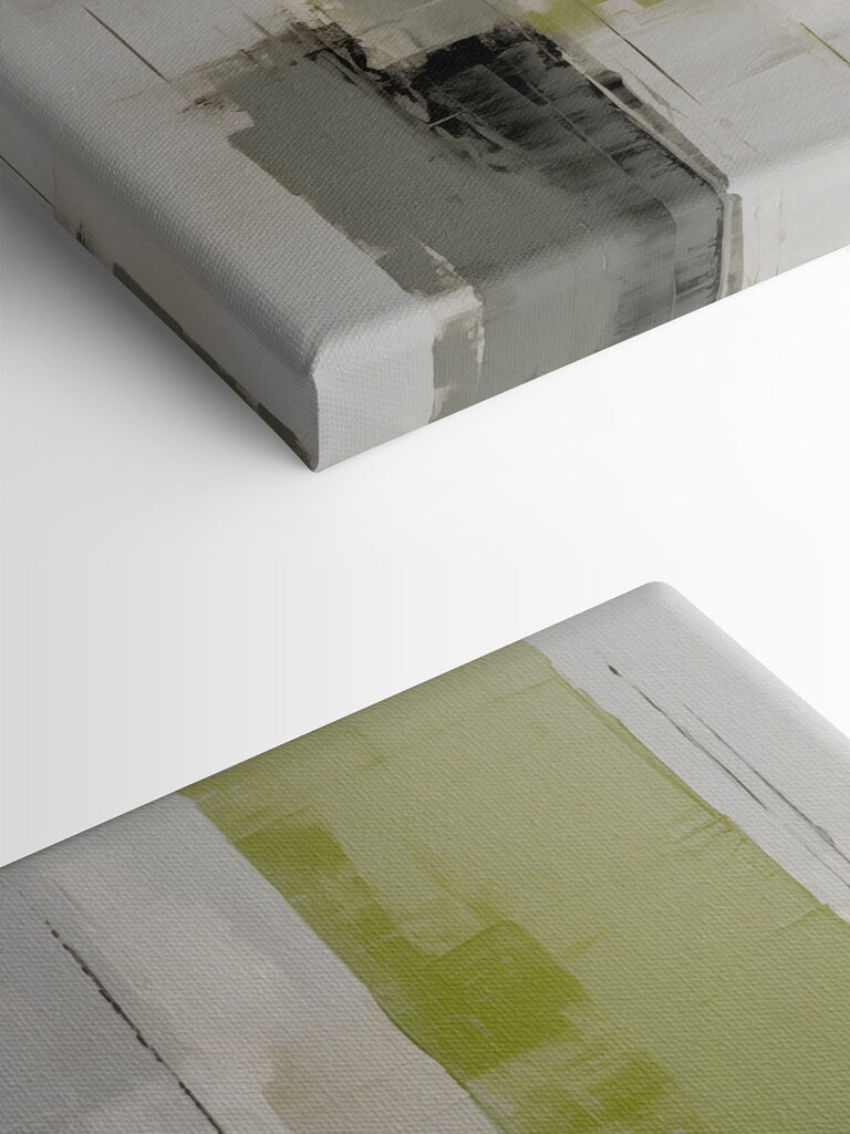 Painting of a grey and yellow art Painting of a grey and yellow art