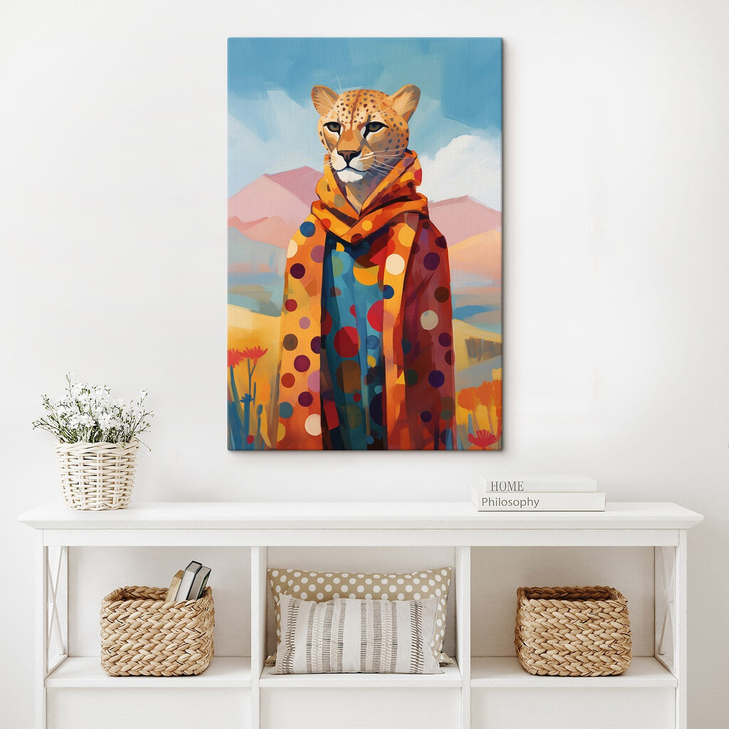 Cheetah wearing a scarf