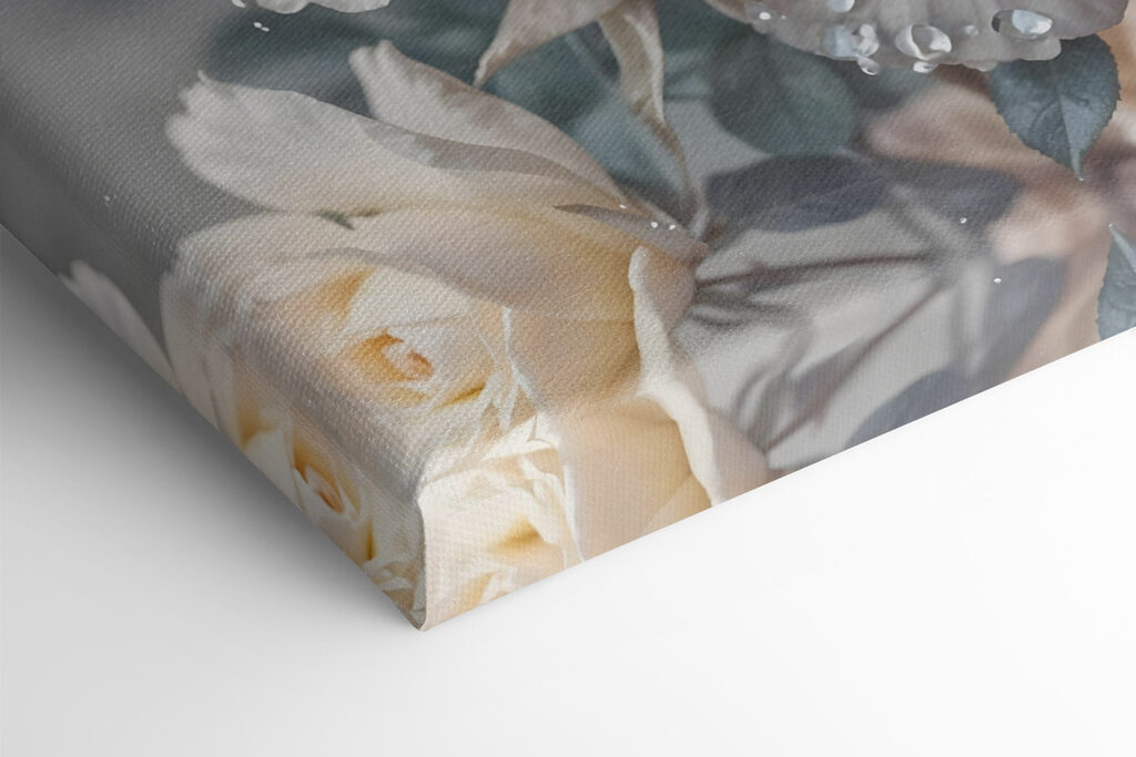 Group of white roses with water drops